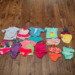 Toddler 2t girl swimsuit lot with hats!